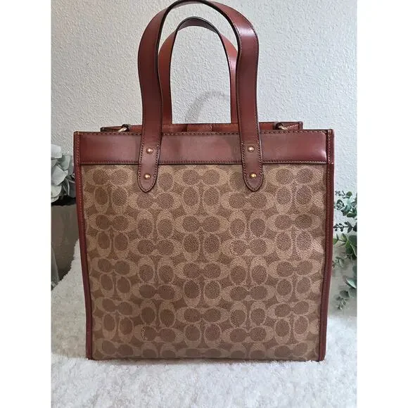 COACH Field Tote Signature Canvas Tote Bag & Dust Ruffle (11×11×6) - Picture 3 of 11